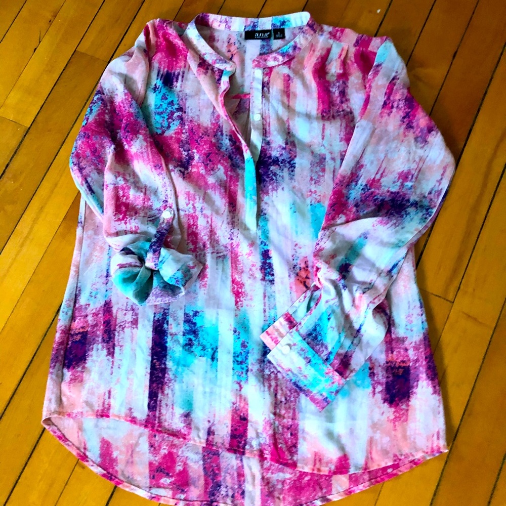 A.n.a lightweight semi sheer long sleeve top